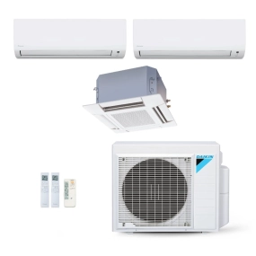 Ar-Condicionado Multi Split Inverter Daikin 34.000 (1x Evap HW 9.000 + 1x Evap HW 18.000 + 1x Evap Cassete 4 Vias 20.000) Quente/Frio 220V