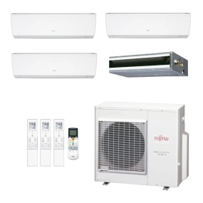 Ar-Condicionado Multi Split Inverter Fujitsu 35.000 (1x Evap HW 9.000 + 2x Evap HW 12.000 + 1x Evap Duto 12.000) Quente/Frio 220V
