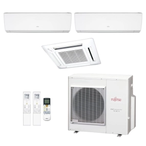 Ar-Condicionado Multi Split Inverter Fujitsu 35.000 (2x Evap HW 9.000 + 1x Evap Cassete 4 Vias 18.000) Quente/Frio 220V