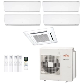 Ar-Condicionado Multi Split Inverter Fujitsu 45.000 (2x Evap HW 7.000 + 2x Evap HW 12.000 + 1x Evap Cassete 4 Vias 18.000) Quente/Frio 220V