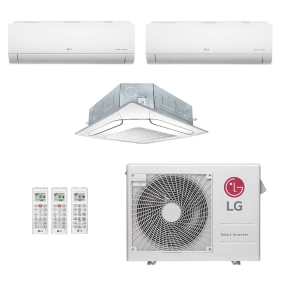 Ar-Condicionado Multi Split Inverter LG 24.000 BTUs (2x Evap HW 9.000 + 1x Evap Cassete 4 Vias 12.000) Quente/Frio 220V