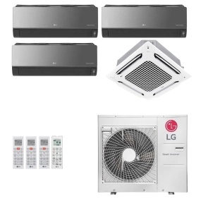 Ar-Condicionado Multi Split Inverter LG 30.000 (3x Evap HW Artcool 9.000 + 1x Evap Cassete 4 Vias 24.000) Quente/Frio 220V