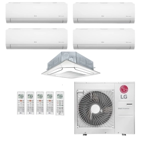 Ar-Condicionado Multi Split Inverter LG 48.000 BTUs (4x Evap HW 9.000 + 1x Evap Cassete 4 Vias 12.000) Quente/Frio 220V