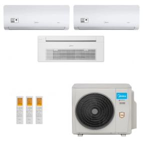Ar-Condicionado Multi Split Inverter Midea 27.000 (2x Evap HW 9.000 + 1x Evap Cassete 1 Via 18.000) Quente/Frio 220V