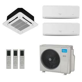 Ar-Condicionado Multi Split Inverter Springer Midea 27.000 BTUs (2x Evap HW 9.000 + 1x Evap Cassete 4 Vias 12.000) Quente/Frio 220V