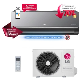 Ar-Condicionado Split HW LG Dual Inverter Voice Artcool UV Nano 9.000 BTUs Quente/Frio 220V
